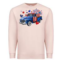 Pale Pink 4th of July American flag truck Premium Sweatshirt - Neo Western
