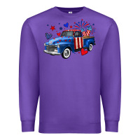 Purple 4th of July American flag truck Premium Sweatshirt - Neo Western