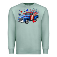 Seafoam 4th of July American flag truck Premium Sweatshirt - Neo Western