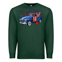 Sports Green 4th of July American flag truck Premium Sweatshirt - Neo Western