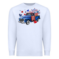 White 4th of July American flag truck Premium Sweatshirt - Neo Western