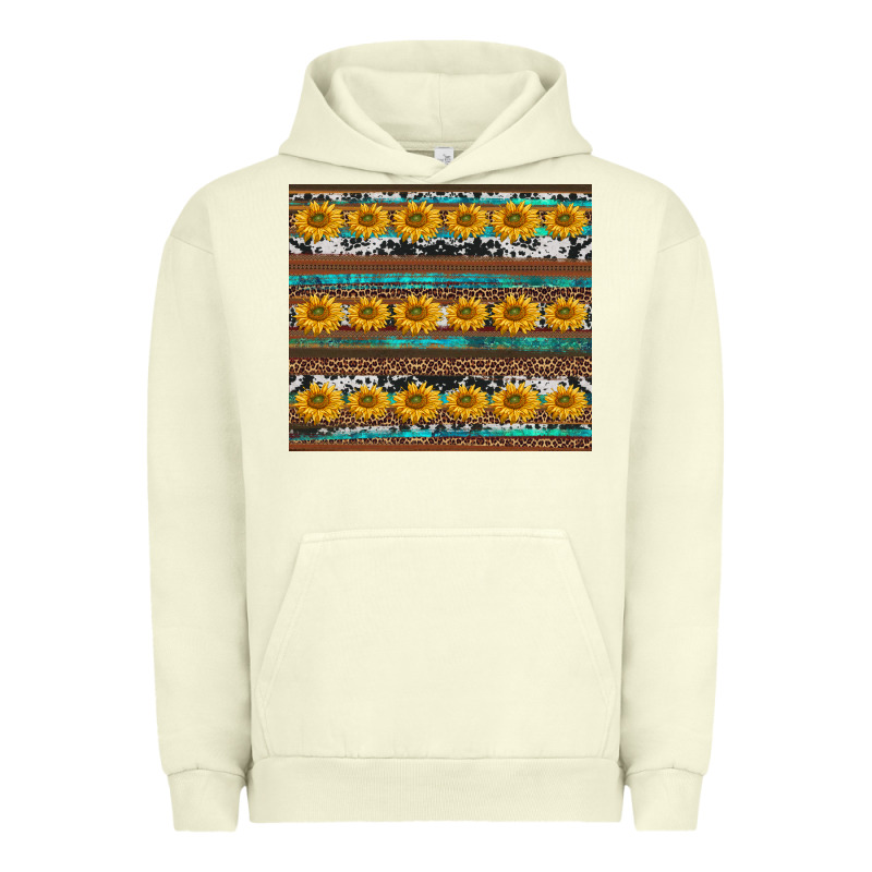 Sunflowers Leopard Cowhide Turquoise Urban Hoodie by BarkalooDesign | Teevron
