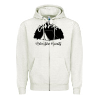 Oatmeal Heather Adventure Camping Zipper Hoodie - Unal Design