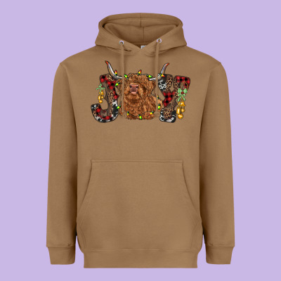 Joy Highland Cow Heavyweight Hoodie Designed By Ranaportraitstore