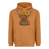 Meerkat highland cow with sunflower and gemstone Heavyweight Hoodie - RanaPortraitStore