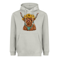 Moon Dust highland cow with sunflower and gemstone Heavyweight Hoodie - RanaPortraitStore