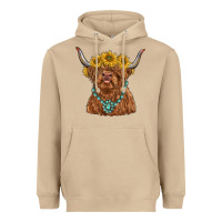Mushroom highland cow with sunflower and gemstone Heavyweight Hoodie - RanaPortraitStore