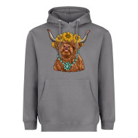 Storm highland cow with sunflower and gemstone Heavyweight Hoodie - RanaPortraitStore