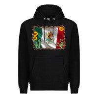 Black mexico flag sunflower cactus Premium Hoodie - AdoDesignShop