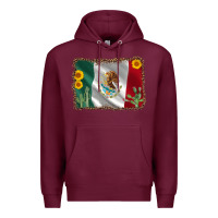 Burgundy mexico flag sunflower cactus Premium Hoodie - AdoDesignShop