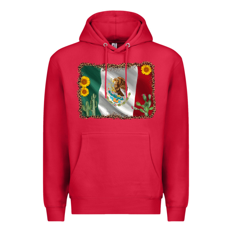 Mexico Flag Sunflower Cactus Premium Hoodie by AdoDesignShop | Teevron