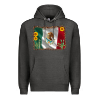Charcoal Heather mexico flag sunflower cactus Premium Hoodie - AdoDesignShop