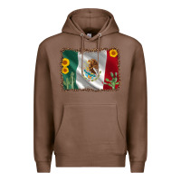 Chestnut mexico flag sunflower cactus Premium Hoodie - AdoDesignShop