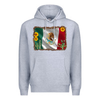 Heather Grey mexico flag sunflower cactus Premium Hoodie - AdoDesignShop