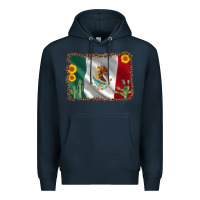 Navy mexico flag sunflower cactus Premium Hoodie - AdoDesignShop