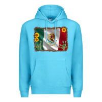 Ocean Blue mexico flag sunflower cactus Premium Hoodie - AdoDesignShop