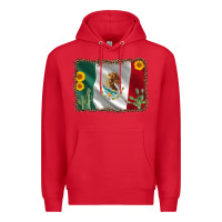 Red mexico flag sunflower cactus Premium Hoodie - AdoDesignShop