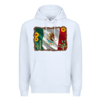 White mexico flag sunflower cactus Premium Hoodie - AdoDesignShop