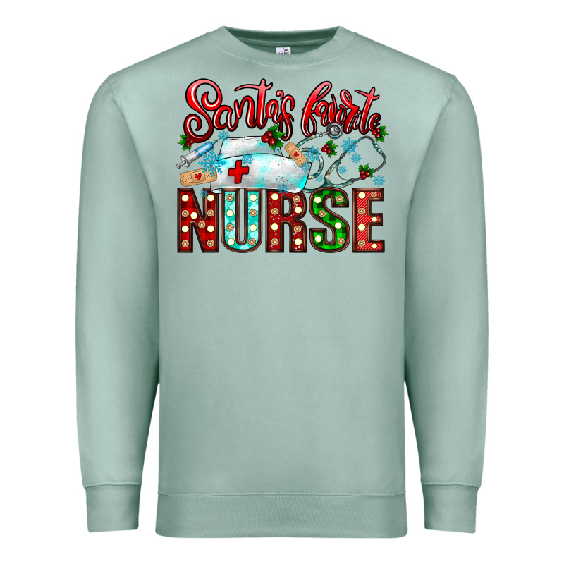 Santa Is Favorite Nurse Premium Sweatshirt by CowhideDigitalArt | Teevron