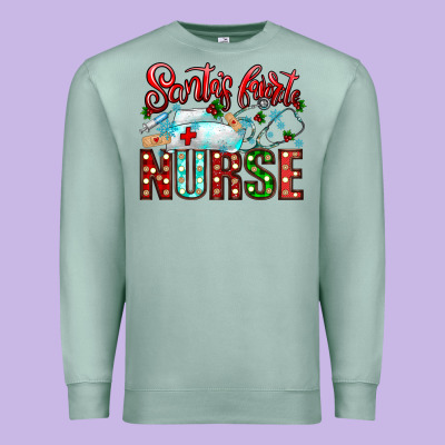 Santa Is Favorite Nurse Premium Sweatshirt Designed By Cowhidedigitalart