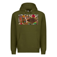 Army Green western turquoise gemstone horse cowhide leopard floral background lic Premium Hoodie - Artiststas