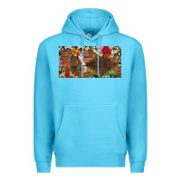 Ocean Blue western turquoise gemstone horse cowhide leopard floral background lic Premium Hoodie - Artiststas