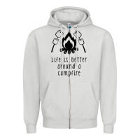 Dove Grey life is better around a campfire Zipper Hoodie - Unal Design