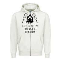 Oatmeal Heather life is better around a campfire Zipper Hoodie - Unal Design