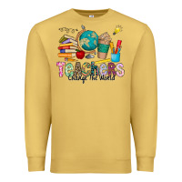 Antique Gold Teachers Change The World Premium Sweatshirt - CowhideDigitalArt