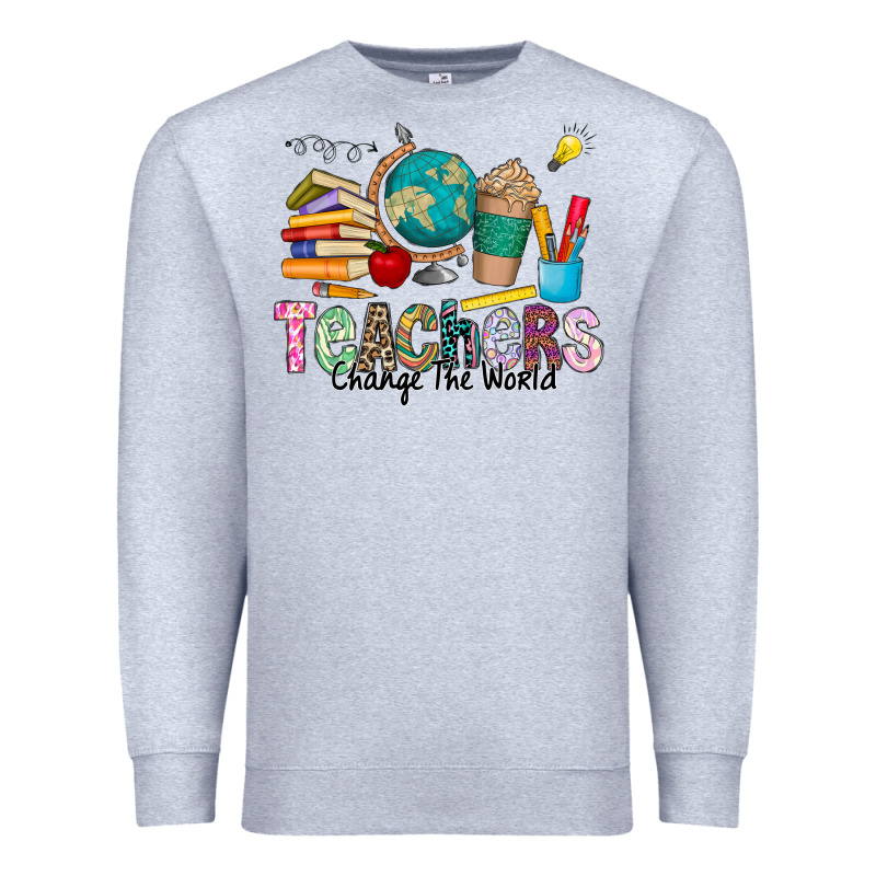 Teachers Change The World Premium Sweatshirt by CowhideDigitalArt | Teevron
