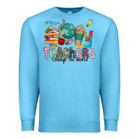 Ocean Blue Teachers Change The World Premium Sweatshirt - CowhideDigitalArt