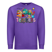 Purple Teachers Change The World Premium Sweatshirt - CowhideDigitalArt