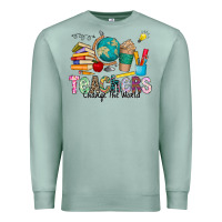 Seafoam Teachers Change The World Premium Sweatshirt - CowhideDigitalArt