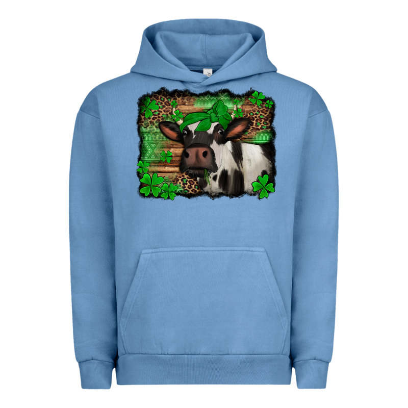 St Patricks Cow With Leopard Background Holstein Cow Urban Hoodie by Jasminsmagicworld | Teevron