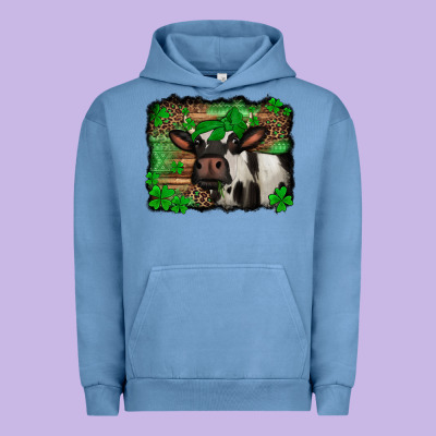 St Patricks Cow With Leopard Background Holstein Cow Urban Hoodie Designed By Jasminsmagicworld