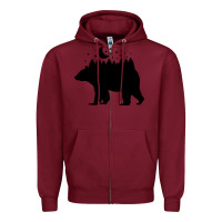 Burgundy bear Zipper Hoodie - Unal Design