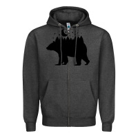 Charcoal Heather bear Zipper Hoodie - Unal Design