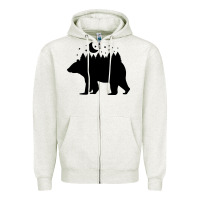 Oatmeal Heather bear Zipper Hoodie - Unal Design