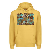 Antique Gold western leopards and turquoise with cowhide background Premium Hoodie - Artiststas