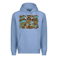 Colony Blue western leopards and turquoise with cowhide background Premium Hoodie - Artiststas