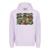 Lilac western leopards and turquoise with cowhide background Premium Hoodie - Artiststas