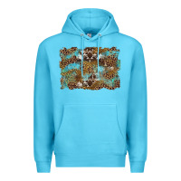 Ocean Blue western leopards and turquoise with cowhide background Premium Hoodie - Artiststas