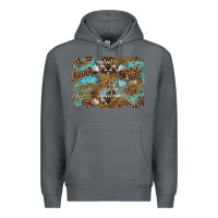 Rock western leopards and turquoise with cowhide background Premium Hoodie - Artiststas