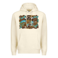 Sandshell western leopards and turquoise with cowhide background Premium Hoodie - Artiststas