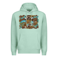 Seafoam western leopards and turquoise with cowhide background Premium Hoodie - Artiststas