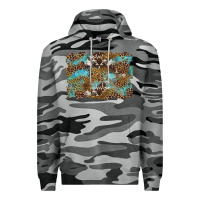 Slate Camo western leopards and turquoise with cowhide background Premium Hoodie - Artiststas