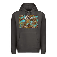 Smoke western leopards and turquoise with cowhide background Premium Hoodie - Artiststas