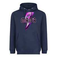 Navy mama neon leopard lightning bolt Heavyweight Hoodie - texasbilliewilder