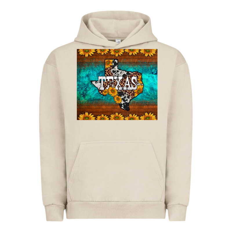 Sunflowers Cowhide Leopard Texas Map Urban Hoodie by BarkalooDesign | Teevron
