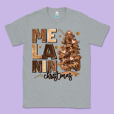 Classic Tee melanin christmas with christmas tree